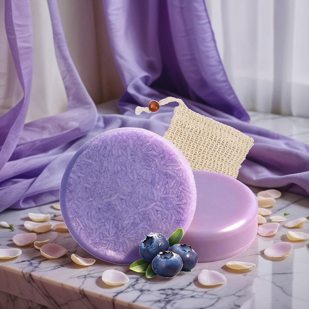 Bar Soap Shampoo Solid - 植物由来ブルーベリーシャンプーバーエッセンスソープ 髪根強化 オイルコントロール ふけ防止 固形シャンプー 植物性ヘアケア