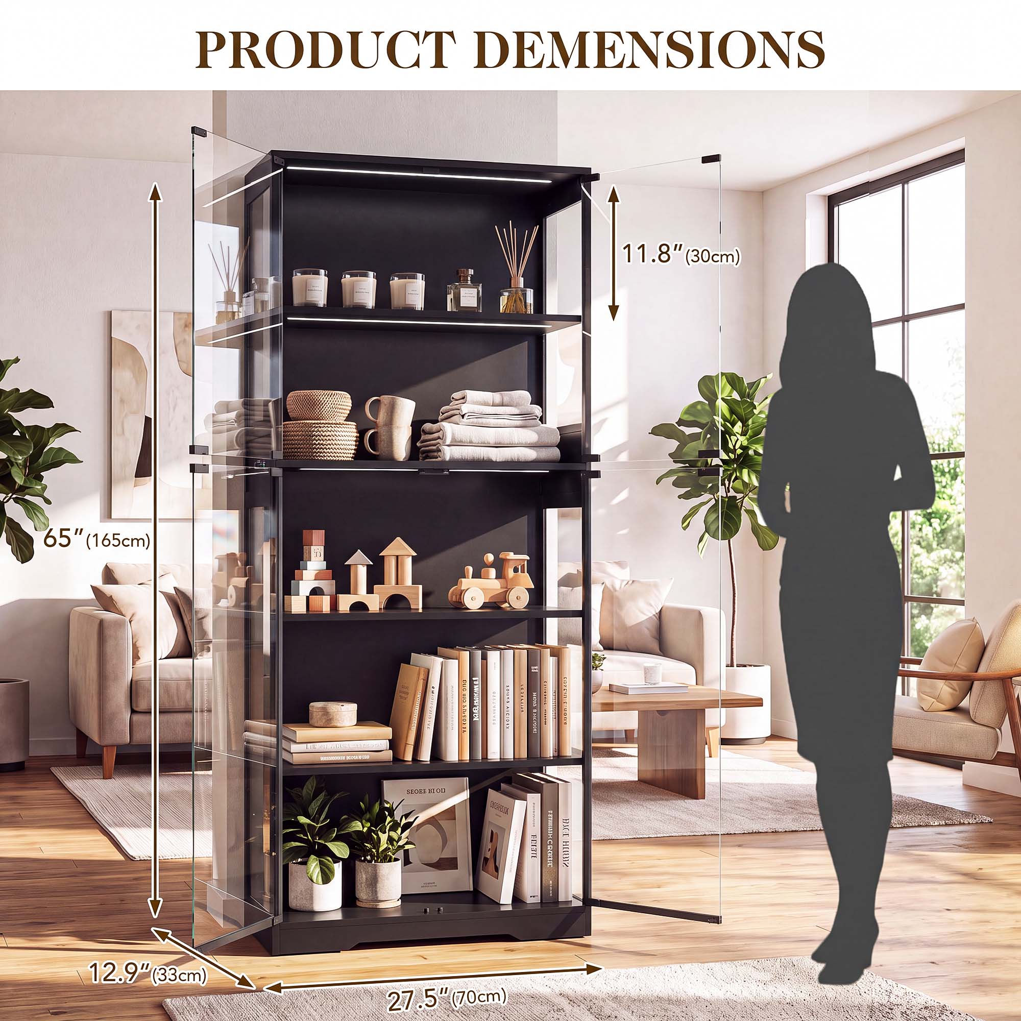 TCGBKAF 5段ディスプレイキャビネット、ガラス扉、モー - Sustainable Living Architecture のレビューと価格