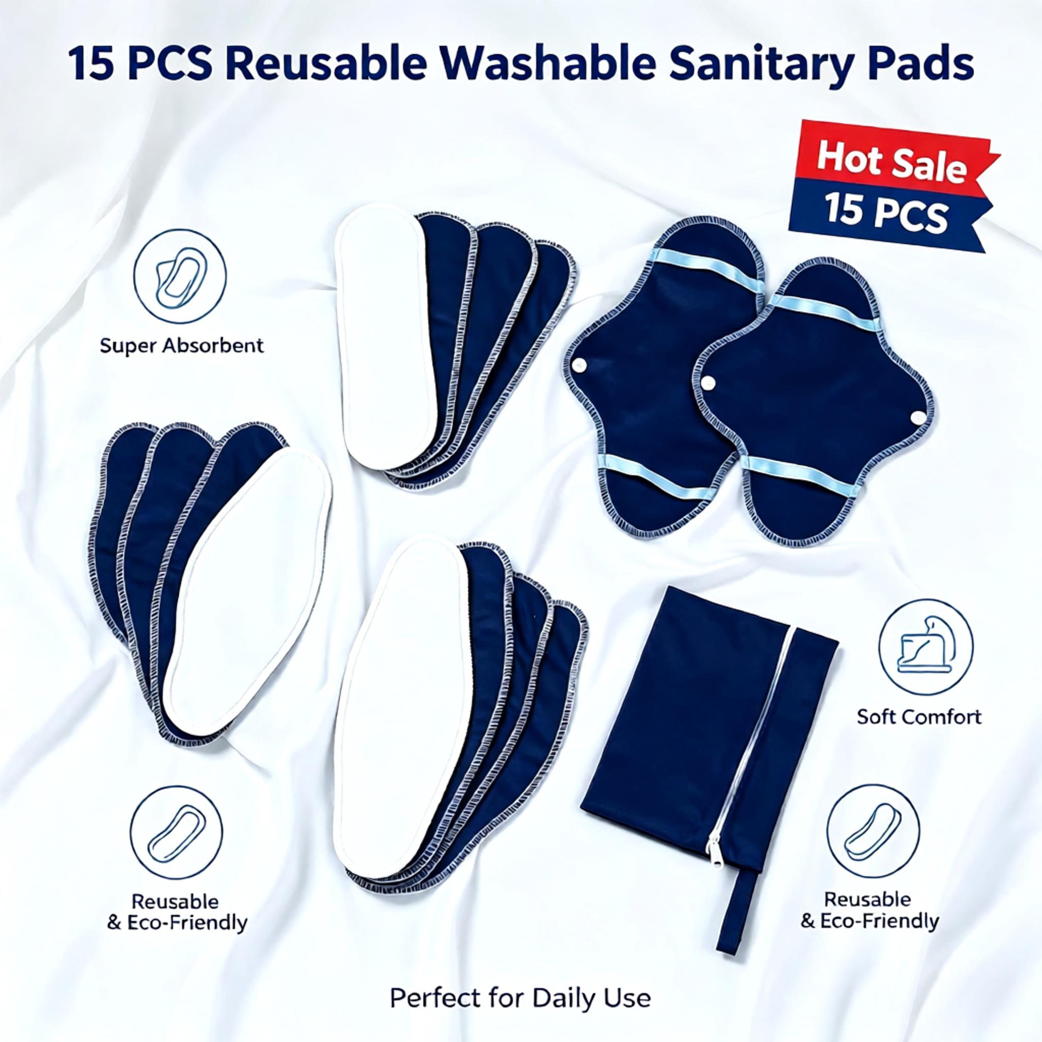 15枚入り 再利用可能 洗濯可能 布製生理用ナプキン 漏れ防 - Cloth Pad Reusable のレビューと価格