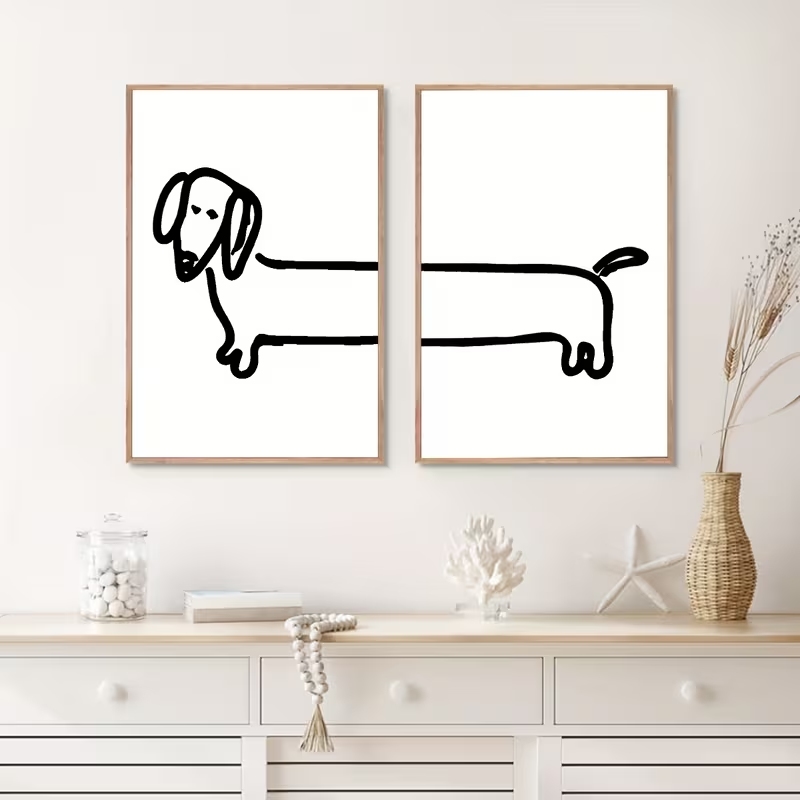 2 個モダンなダックスフント面白い犬ウォールアートプリントキ - Sustainable Living Architecture のレビューと価格