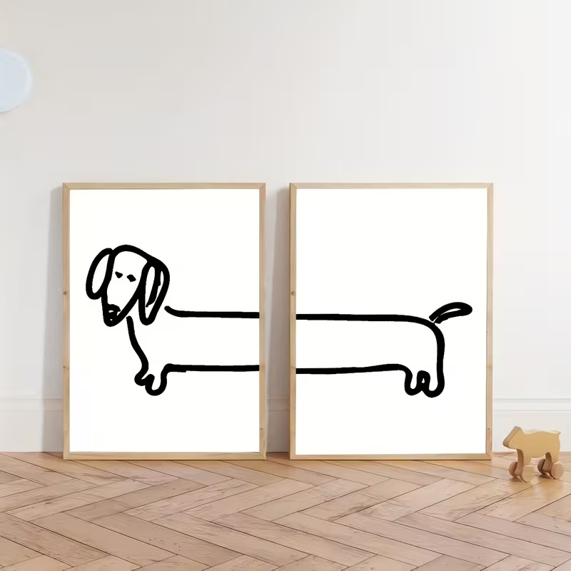 2 個モダンなダックスフント面白い犬ウォールアートプリントキ - Sustainable Living Architecture のレビューと価格