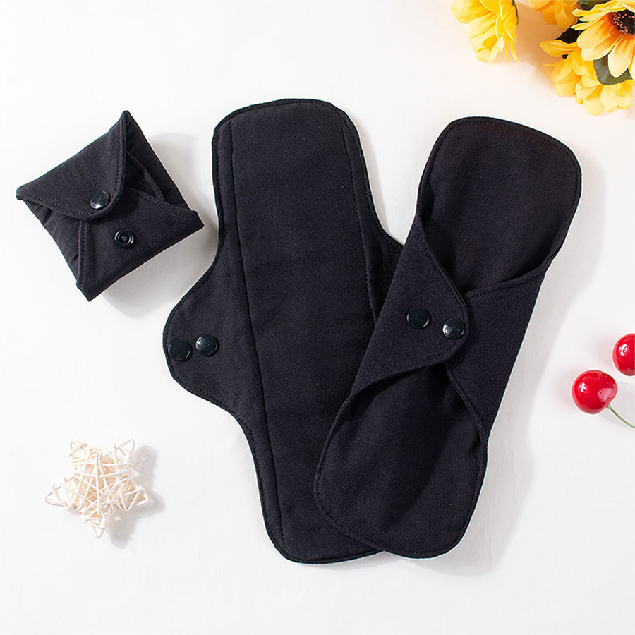 5枚セット 洗える黒色の純綿布製 再利用可能なサニタリーパッ - Cloth Pad Reusable のレビューと価格
